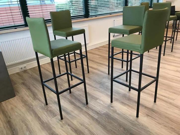 Set van 4 leren barkrukken - groen leer, Huis en Inrichting, Barkrukken, Nieuw, 1 kruk, Ophalen of Verzenden