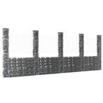 vidaXL Panier de gabion en forme de U avec 5 poteaux Fer, Tuin en Terras, Verzenden