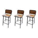 Set van 3 barkrukken  zwart met houten zitting en, Huis en Inrichting, Ophalen of Verzenden, Nieuw