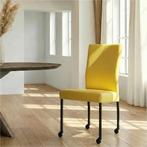 Leren eetkamerstoel Comfort met wieltjes - Hermes Yellow, Huis en Inrichting, Overige kleuren, Nieuw, Leer, Ophalen of Verzenden