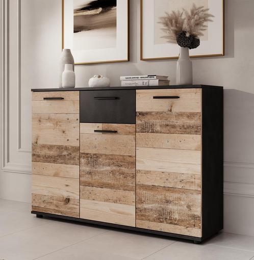 Dressoir - Old wood Grijs 120x33x85 - Opbergkast industrieel, Huis en Inrichting, Kasten | Dressoirs, 25 tot 50 cm, Nieuw, 100 tot 150 cm
