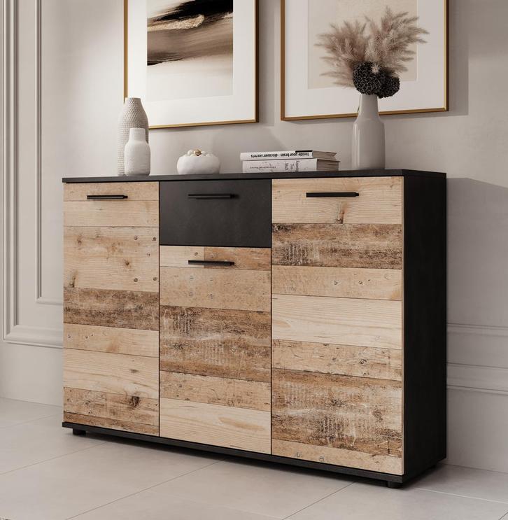 Dressoir - Old wood Grijs 120x33x85 - Opbergkast industrieel, Huis en Inrichting, Kasten | Dressoirs, 25 tot 50 cm, Nieuw, 100 tot 150 cm