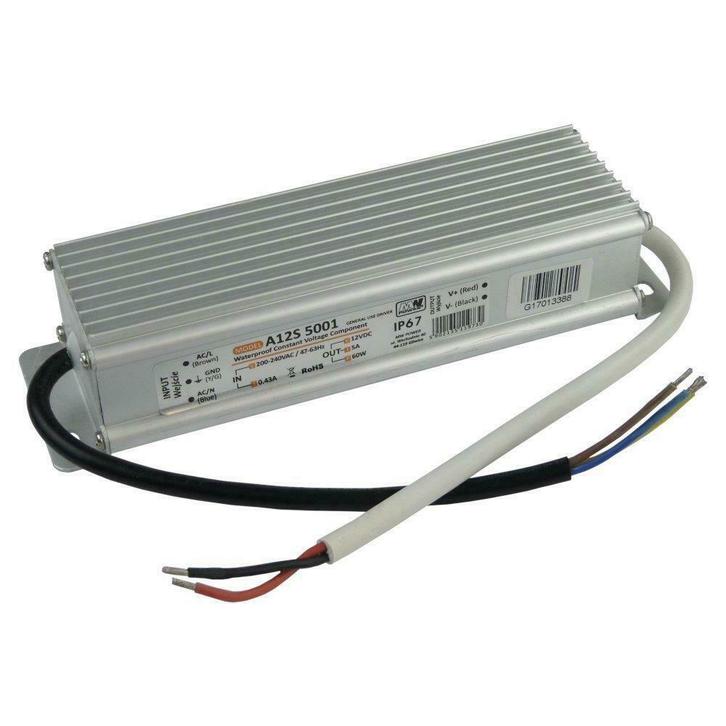 LED Strip voeding - 12V - 5A - 60W - waterdicht IP67, Huis en Inrichting, Lampen | Overige, Ophalen of Verzenden