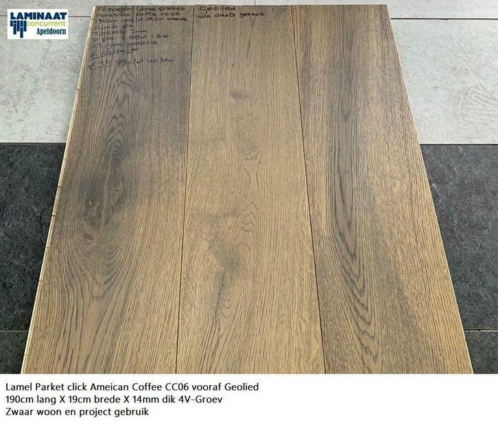Meerdere Lagen Lamel Parket American 14mm dik Unilin click, Huis en Inrichting, Stoffering | Vloerbedekking, Bruin, 75 m² of meer