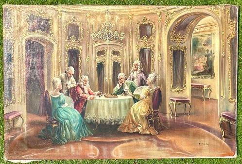 French school (XIX-XX) - Parlour Games - A Game Of Chess, Antiek en Kunst, Kunst | Schilderijen | Klassiek