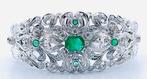 Armband - 18 karaat Witgoud Smaragd - Diamant