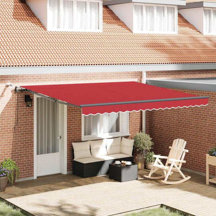 vidaXL Zonneschermstof met Rood 400 × 350 cm Polyester, Tuin en Terras, Zonneschermen, Nieuw, Verzenden