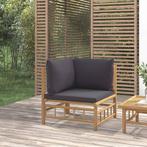 vidaXL Tuinhoekbank met kussens bamboe donkergrijs, Tuin en Terras, Verzenden, Nieuw