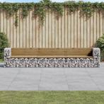 vidaXL Banc de jardin design gabion 347x71x65,5cm bois, Tuin en Terras, Verzenden