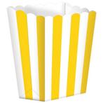 Gele Popcorn Bakjes Gestreept 5st, Verzenden