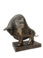 Statue, Bizon op blok in brons - 18 cm - Bronze