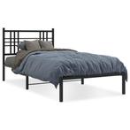 vidaXL Cadre de lit métal avec tête de lit noir 100x200, Maison & Meubles, Chambre à coucher | Lits, Neuf, Verzenden