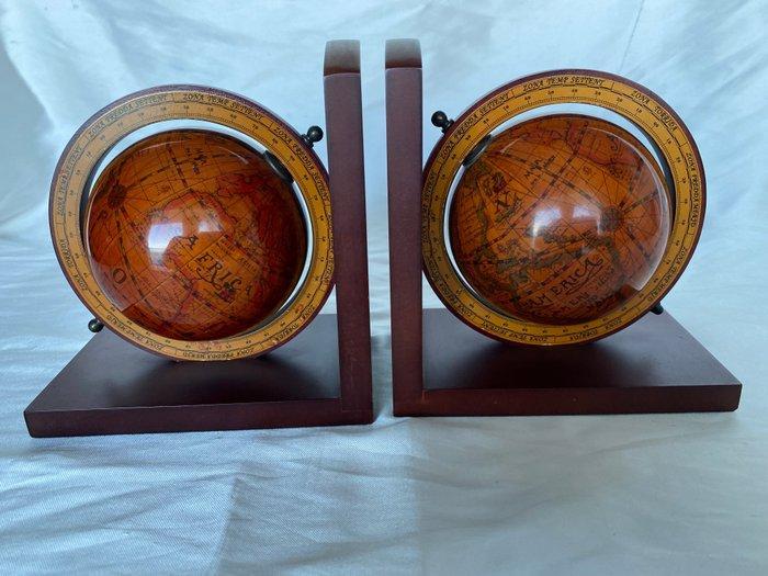 Vintage paar boekensteunen met wereldbol, luxe - 1970-1980, Antiek en Kunst, Curiosa en Brocante