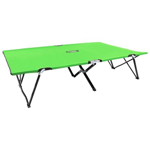 vidaXL Ligbed 2-persoons inklapbaar staal groen, Tuin en Terras, Ligbedden, Nieuw, Verzenden