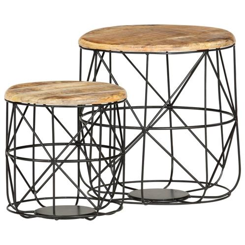 vidaXL Tables basses 2 pcs Bois solide de manguier, Maison & Meubles, Tables | Tables de salon, Neuf, Envoi