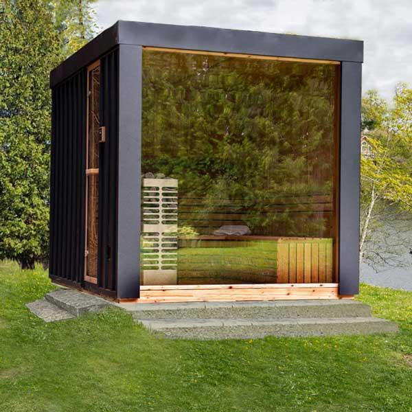 Neptune Sauna spiegel - Privacy glas - Buitensauna Red Cedar, Sport en Fitness, Sauna, Fins of Traditioneel, Complete sauna, Nieuw