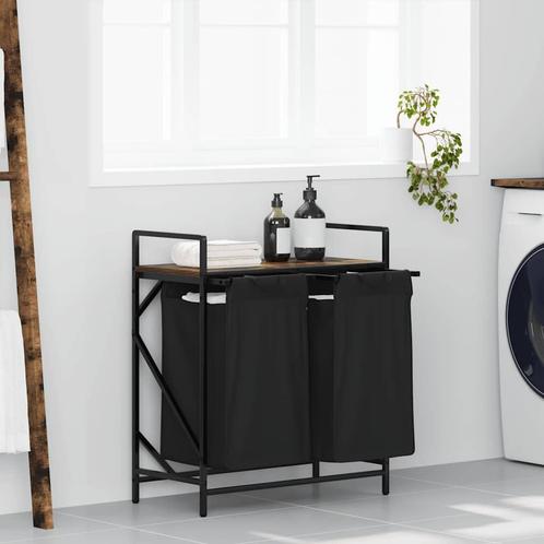 vidaXL Wasmand 2 vakken met plank gerookt eikenkleurig, Huis en Inrichting, Woonaccessoires | Overige, Nieuw, Verzenden