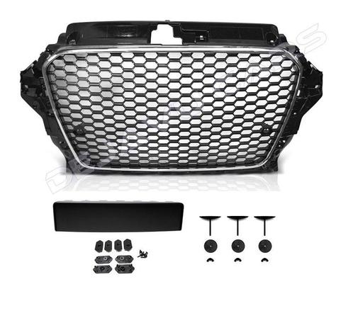 RS3 Look Frontgrill Glans zwart Piano Black Edition voor Aud, Auto diversen, Tuning en Styling, Ophalen of Verzenden