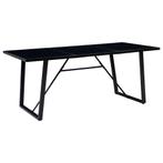 vidaXL Table de salle à manger Noir 180x90x75 cm Verre tremp