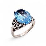 Zonder minimumprijs - Ring Zilver - Topaz (Gecertificeerd), Handtassen en Accessoires, Ringen, Nieuw