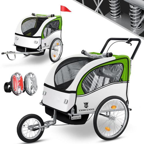 Robuuste fietskar voor 2 kinderen - Max. 40 kg belasting..., Fietsen en Brommers, Fietsaccessoires | Aanhangwagens en Karren, Vering