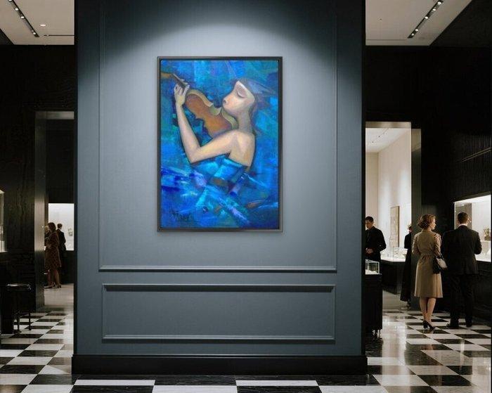 Nadezda Baruns - An enthusiastic violinist., Antiek en Kunst, Kunst | Schilderijen | Modern