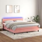 vidaXL Boxspring met matras en LED fluweel roze 160x200 cm, Verzenden, Nieuw