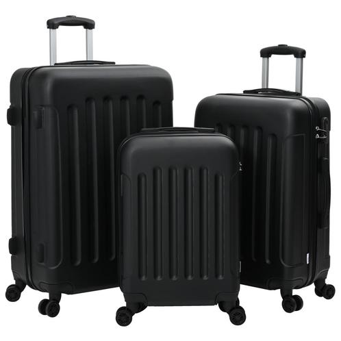 vidaXL Koffer Set 3 stuks Hard Shell Zwart 20 24 28 ABS, Handtassen en Accessoires, Koffers, Nieuw, Verzenden