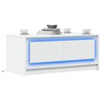 vidaXL Salontafel met LED-verlichting bewerkt hout wit, Huis en Inrichting, Tafels | Salontafels, Verzenden, Nieuw