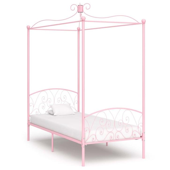 vidaXL Hemelbedframe metaal roze 100x200 cm, Huis en Inrichting, Slaapkamer | Bedden, Nieuw, Verzenden