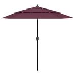 vidaXL Parasol 3-laags met aluminium paal 2,5 m bordeauxrood, Tuin en Terras, Verzenden, Nieuw