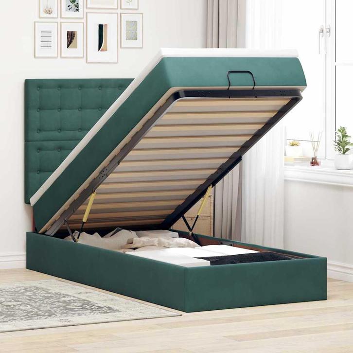 vidaXL Ottoman bed met matrassen 80x200cm fluweel, Huis en Inrichting, Slaapkamer | Bedden, Nieuw, Verzenden