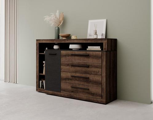 Meubella | Commode Donker Eiken 161x43x107 cm dressoir, Huis en Inrichting, Kasten | Ladekasten, 25 tot 50 cm, Nieuw, 100 tot 150 cm