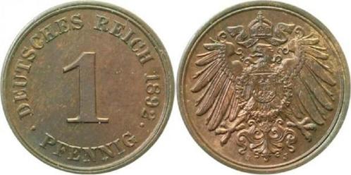 1 Pfennig Kaiserreich 1892j pr/stgl/schoene Patina !, Timbres & Monnaies, Monnaies | Europe | Monnaies non-euro, Envoi
