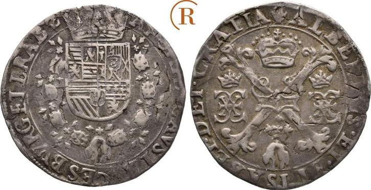 1/4 Patagon Antwerpen o J ( 1613-1615 ) Brabant: Albert e..., Postzegels en Munten, Munten | Europa | Niet-Euromunten, België