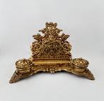 Inktpot - 19th Century Belgium  Brass Inkwell with Letter, Antiquités & Art