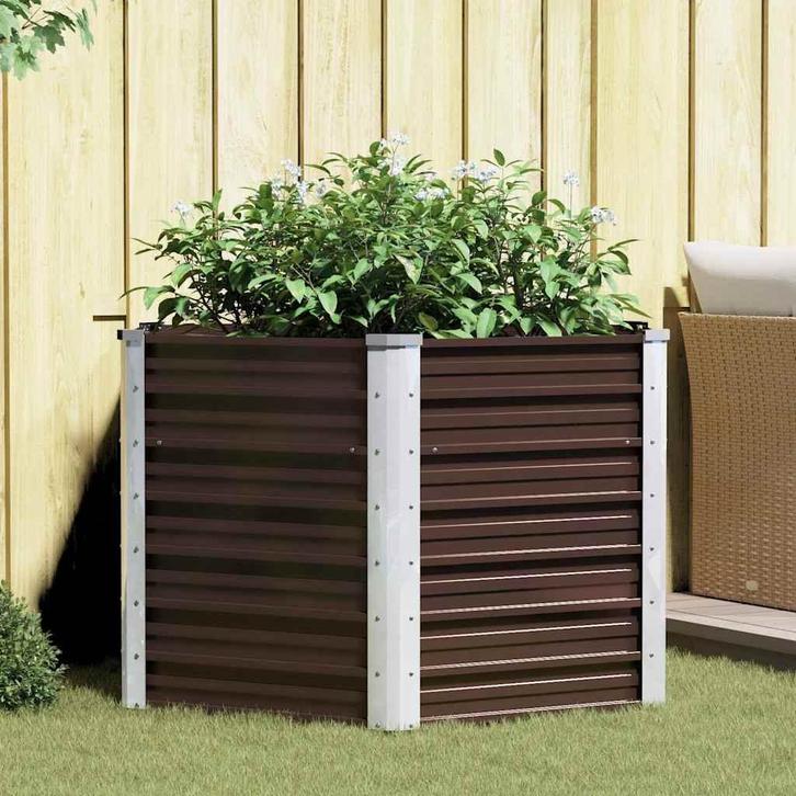 vidaXL Plantenbak verhoogd 129x129x77 cm gegalvaniseerd, Tuin en Terras, Bloempotten, Nieuw, Verzenden