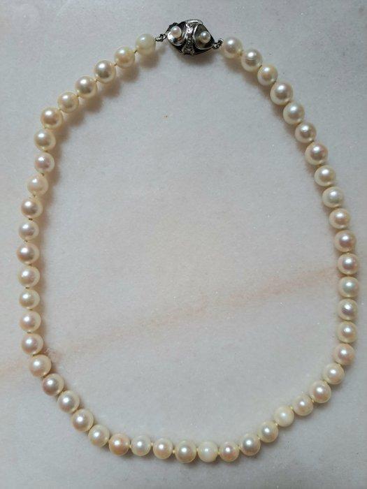 Halsketting perle Parel - Witte goud parel sluiting, Handtassen en Accessoires, Kettingen