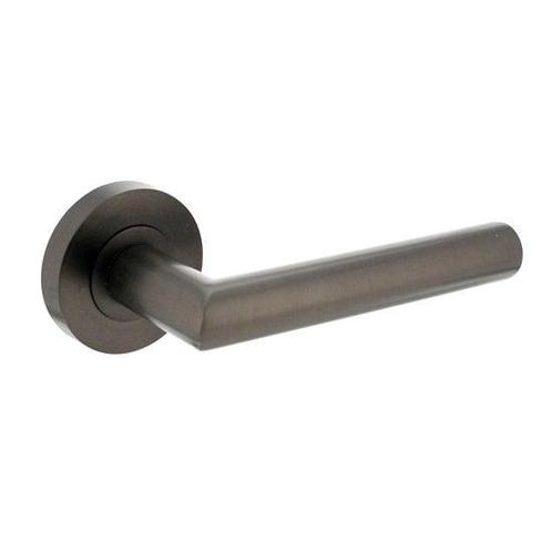 Deurklink antraciet grijs Bastian op ronde rozet ø52x10 mm, Doe-het-zelf en Bouw, Hang- en Sluitwerk, Klink of Kruk, Nieuw, Overige materialen