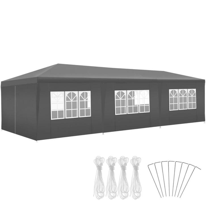 tectake Paviljoen Miramas met 8 zijpanelen, waterdicht, 9x3m, Tuin en Terras, Partytenten, Verzenden