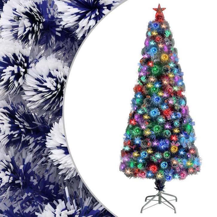 vidaXL Kunstkerstboom met verlichting 180 cm glasvezel wit, Diversen, Kerst, Nieuw, Verzenden