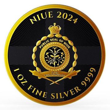 Niue. 2 Dollars 2024 1 oz Niue English Lion Black Platinum