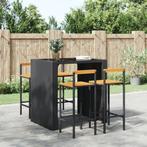 vidaXL Barkrukken 4 st poly rattan en massief acaciahout, Huis en Inrichting, Verzenden, Nieuw