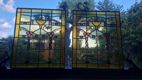 Art Nouveau Glas-in-loodraam (2) - 1910-1920, Antiek en Kunst, Kunst | Designobjecten