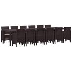 vidaXL Tuin Eettafel Set 13 pcs Bruin Polt riet, Tuin en Terras, Verzenden, Nieuw