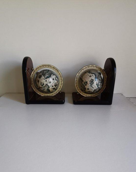 Boekensteunen (2) - Hout - Boekenkasten Globen, Antiquités & Art, Curiosités & Brocante