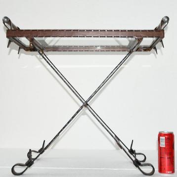 Bijzettafel - Faux Leather Iron Strap Folding Side Table - H
