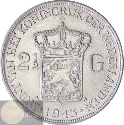 Pays-Bas. Wilhelmina. 2 1/2 Gulden 1943 Palmboom Denver, Postzegels en Munten, Munten | Nederland