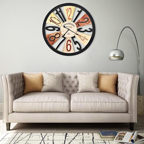 vidaXL Wandklok 60 cm metaal meerkleurig, Huis en Inrichting, Woonaccessoires | Klokken, Nieuw, Verzenden