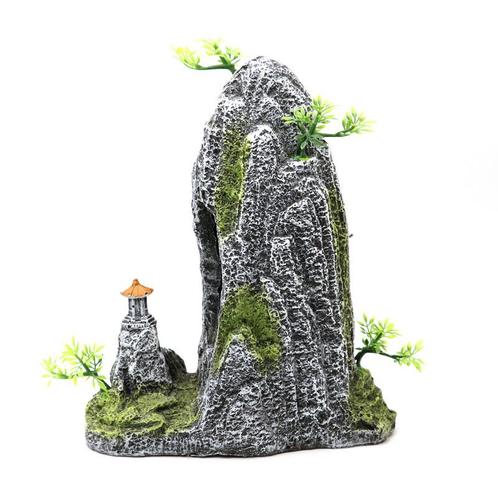 Steile rots met tempel 29cm / Aquariumdecoratie As-130, Dieren en Toebehoren, Vissen | Aquaria en Toebehoren, Nieuw, Verzenden